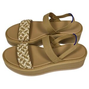 Rothy's The Lightweight Wedge Sandal Beach Sand Women's Size 9.5 Woven Platform